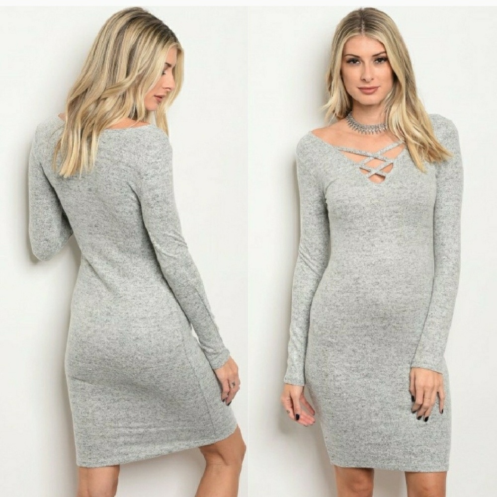 Long sleeve fitted bodycon dress